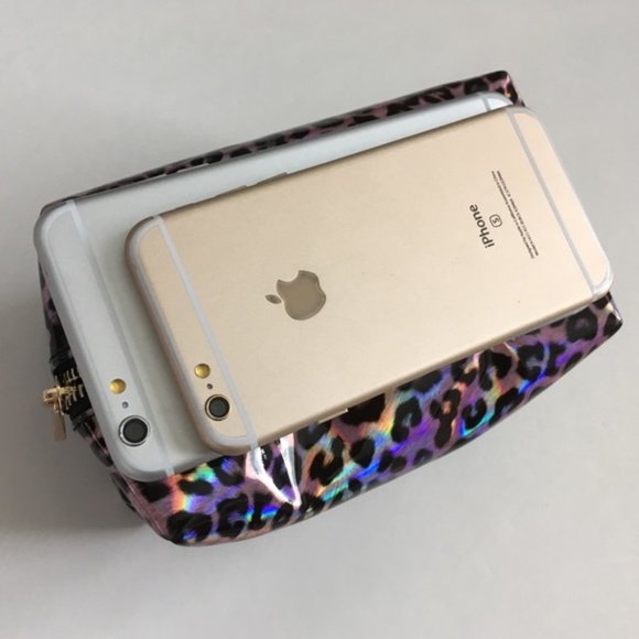 Leopard Print Holo Hologram Iridescent Makeup Bag - Picture 5 of 7